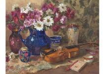 REEVES Carlyle,Still life with violin,Mainichi Auction JP 2019-11-08