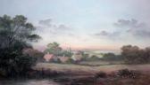 REEVES Wendy 1944,Country Landscape with Church and Village,Keys GB 2014-06-04