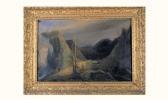 REGNIER Auguste Jacques,paysage de montagne aux cervidés et échassiers,1826,Libert 2002-06-28