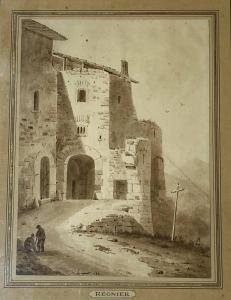 REGNIER Auguste Jacques 1787-1860,Vue de village animé,1821,Artprecium FR 2021-10-05
