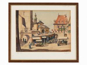 REHM Helmut 1911-1991,City Square in Hall, Tyrol,Auctionata DE 2016-09-16