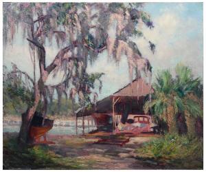 REHM SHULZ Alberta 1892-1980,Florida Boathouse,Burchard US 2022-08-13