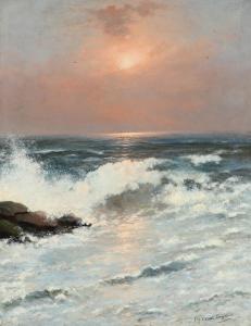 REICH STAFFELSTEIN Alexander, Prof,Breakers near the rocks at sunset,Bruun Rasmussen 2022-10-31