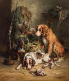 REICHERT Carl 1836-1918,Hunting dogs with their prey,1890,im Kinsky Auktionshaus AT 2019-10-22