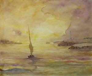 REID J 1900-1900,A Sunset Sail Past the Lighthouse,Clars Auction Gallery US 2015-03-21