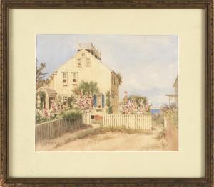 REID Jane Brewster 1862-1966,Nantucket house with roses and picket fence,Eldred's US 2018-11-16