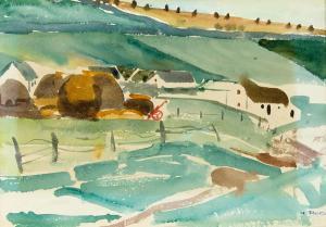 REID Nano 1900-1981,RURAL LANDSCAPE WITH COTTAGES AND HAYRICKS,Whyte's IE 2024-03-25