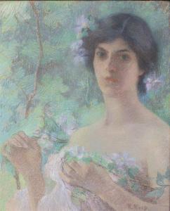 REID Robert Lewis 1862-1929,YOUNG WOMAN WITH FLOWERS,Potomack US 2022-01-27