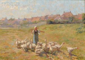 REID Robert O 1900-1900,Peasant Girl with Geese,Skinner US 2016-05-13