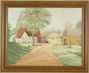 REID ROLAND E 1900-1900,Country landscape with house and barn,Eldred's US 2010-06-24