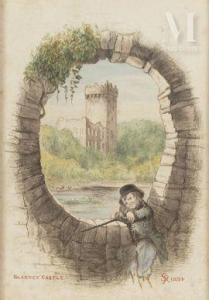 REID Samuel 1854-1919,Vue animée du château de Blarney,1884,Millon & Associés FR 2021-11-26