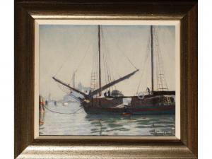 REID William Bernard 1900-1900,Boats moored on the lagoon,Duke & Son GB 2014-10-27