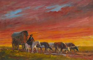 REILLY Federico 1922-2013,Traveling caravan with bulls,1961,John Moran Auctioneers US 2024-02-07