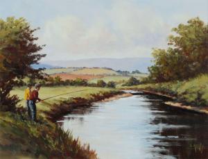 REILLY Liam 1958,FISHING ON THE RIVER DUN,Ross's Auctioneers and values IE 2023-12-06