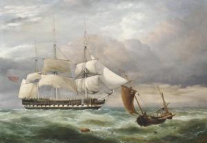 REINAGLE George Philip,An East Indiaman hove-to in the Channel with a Bou,1832,Christie's 2011-11-24