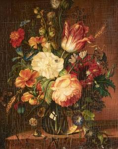 REINER Johann Joseph,Blumenstilleben mit Schnecke und Schmetterling,19th century,Zeller 2024-04-04