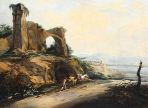 REINER Wenzel Lorenz 1689-1743,Paesaggio allitaliana con rovine romane ed un via,Cambi 2018-05-30