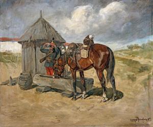 REINFUSS Ede Lengyel 1873-1942,Resting hussar,Nagyhazi galeria HU 2017-10-03