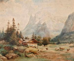 REINHARDT Friedrich August,Alm im Gebirge sommerlicher Blick von Grindelwald ,Mehlis 2018-08-23