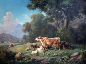 REINHARDT Louis, Ludwig 1849-1870,cattle in mountainous landscape,Warren & Wignall GB 2022-07-20