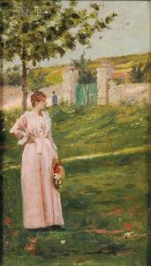 REINHART Charles Stanley 1844-1896,Portrait of a Woman in a Landscape,Skinner US 2009-05-15