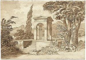 REINHART Johann Christian 1761-1847,Arkadische Landschaft mit sitzendem Hirtenpaar,Galerie Bassenge 2014-05-30