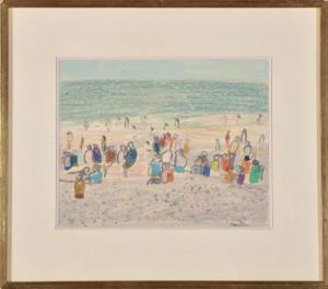 REITER Henri 1938,Scène animée sur la plage,Conan-Auclair FR 2023-04-15