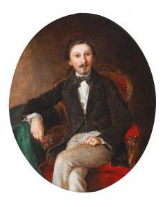 REITER Johann Baptist 1813-1890,Portrait of a gentleman with a bowtie holding,1850,Palais Dorotheum 2023-09-07