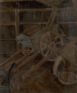 REITLINGER Gerald Roberts 1900-1978,Wagon in a barn,Rosebery's GB 2023-09-12