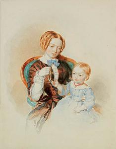 REJCHAN Alojzy 1805-1860,Portret Felicji Mierowej z córką,Panorama Art Gallery PL 2003-12-12