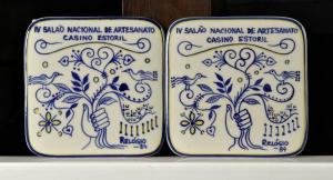 RELOGIO Francisco Pedro 1926-1997,2 placas cerâmicas comemorativas do,1984,Palacio do Correio Velho 2010-06-18
