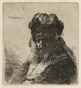REMBRANDT 1606-1669,Bearded Old Man in a High Fur Cap, with Eyes Closed,1635,Bonhams GB 2018-10-23