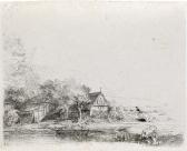 REMBRANDT 1606-1669,Landscape with a Cow,1650,Swann Galleries US 2014-04-29