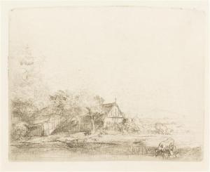 REMBRANDT 1606-1669,Landscape with a Cow,1650,Hindman US 2014-09-29