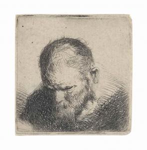 REMBRANDT 1606-1669,Old bearded Man looking down,c.1631,Christie's GB 2016-07-05
