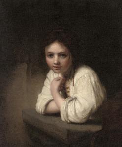 REMBRANDT 1606-1669,Portrait of a girl leaning on a stone ledge,Christie's GB 2007-10-31