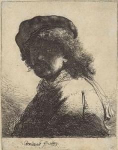 REMBRANDT 1606-1669,Self-Portrait in a Cap and Scarf with the Face dar,1633,Christie's GB 2017-09-19