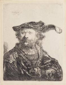 REMBRANDT 1606-1669,Self-Portrait in a Velvet Cap with Plume,1638,Hindman US 2014-09-29