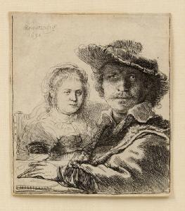 REMBRANDT 1606-1669,self-portrait, Rembrandt with his wife Saskia van ,1636,CRN Auctions 2019-06-02