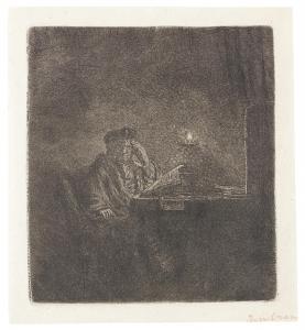 REMBRANDT 1606-1669,Student at a table by candlelight,Bonhams GB 2013-11-19
