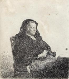 REMBRANDT 1606-1669,The Artist's Mother seated at a Table, looking right,1631,Bonhams GB 2014-07-15