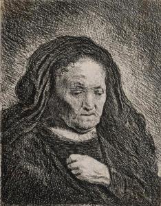 REMBRANDT 1606-1669,The Artist's Mother with her Hand on her Chest,1631,Christie's GB 2010-12-08