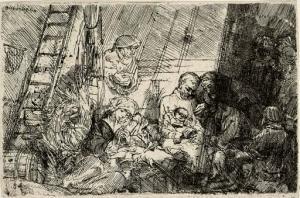 REMBRANDT 1606-1669,The Circumcision in the Stable (B., Holl. 47; H. 2,1654,Christie's GB 2007-03-28