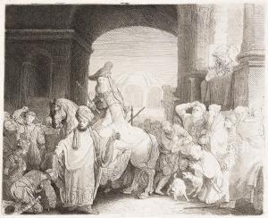 REMBRANDT 1606-1669,The Triumph of Mordecai,1641,Swann Galleries US 2024-04-18