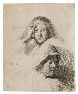 REMBRANDT 1606-1669,Three Heads of Women, one lightly etched,1637,Bonhams GB 2018-10-23