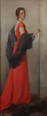 REMBSKI Stanislav 1896-1998,PORTRAIT OF LADY IN CORAL GOWN,Sloans & Kenyon US 2021-04-16