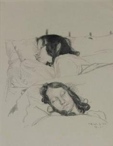 REMENYI Jozsef 1887-1977,Alvó lány portréi,1920,ARTE HU 2022-04-07