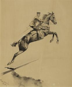 REMINGTON Frederic Sackrider 1861-1909,THE WATER JUMP ("THE MILITARY RIDING-SCHOOL O,1891,Sotheby's 2019-05-21