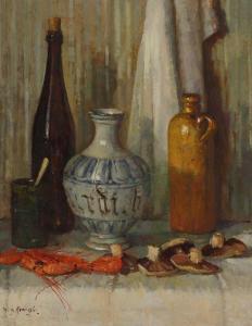REMINGTON Mary 1910-2003,A still life with prawns, mushrooms, a blue and wh,Sworders GB 2023-12-03