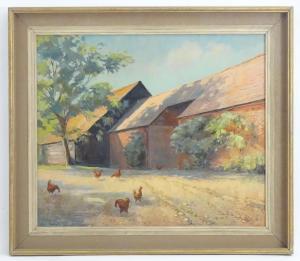 REMINGTON Roger,A Barn in Surrey, Chickens in a barnyard,Claydon Auctioneers UK 2021-08-04